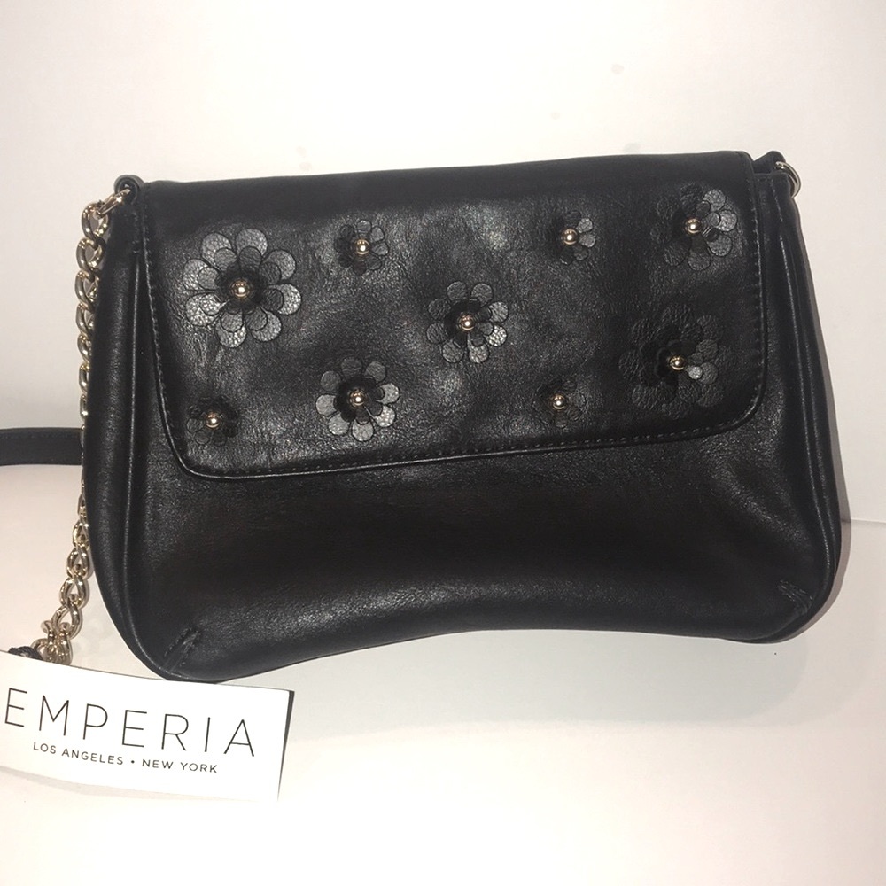 Emperia Los Angeles bag Chain strap Black Floral design New NWT